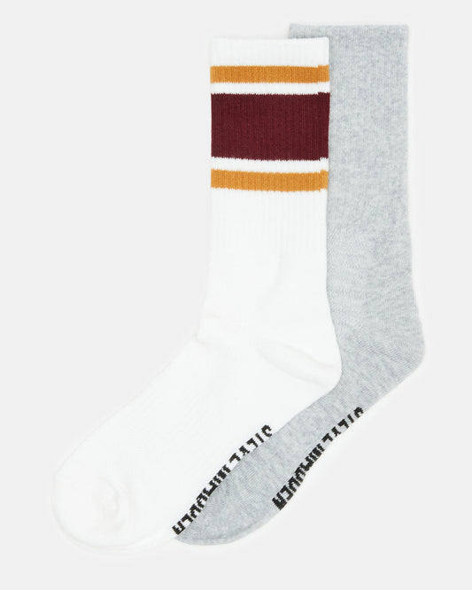 Steve Madden VARSITY CREW SOCKS Bone Multi Women's Stripe Detail Socks