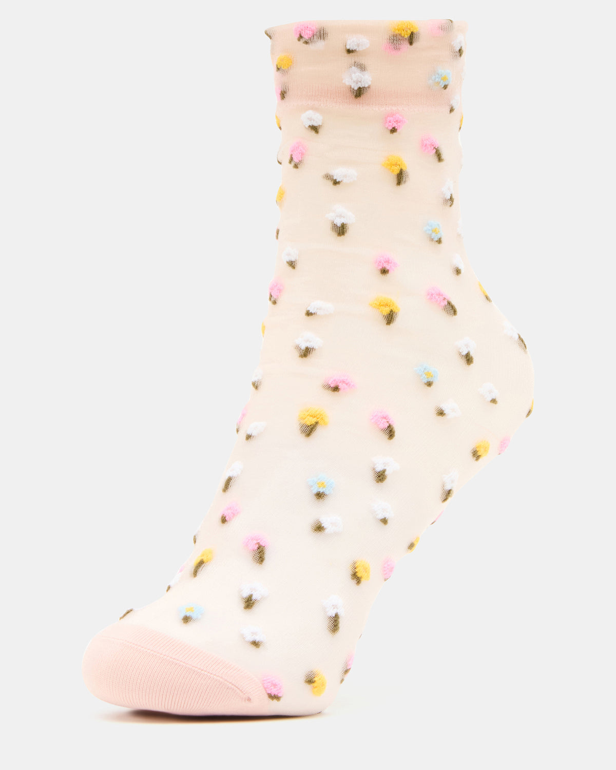 Steve Madden 2 WILDFLOWER PACK TULLE SOCKS BLUSH Women's Anklet Socks