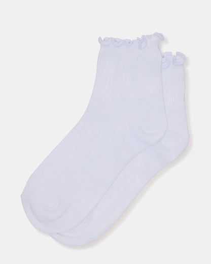 Steve Madden LETTUCE EDGE ANKLET SOCKS White Women's Anklet Socks