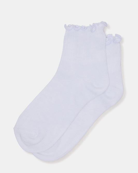 Steve Madden LETTUCE EDGE ANKLET SOCKS White Women's Anklet Socks