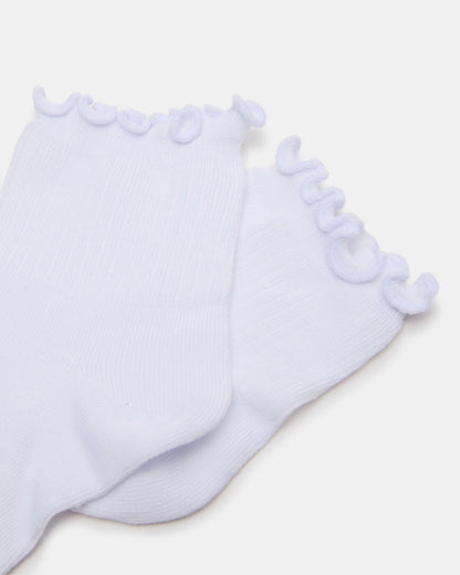 Steve Madden LETTUCE EDGE ANKLET SOCKS White Women's Anklet Socks