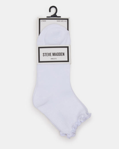 Steve Madden LETTUCE EDGE ANKLET SOCKS White Women's Anklet Socks