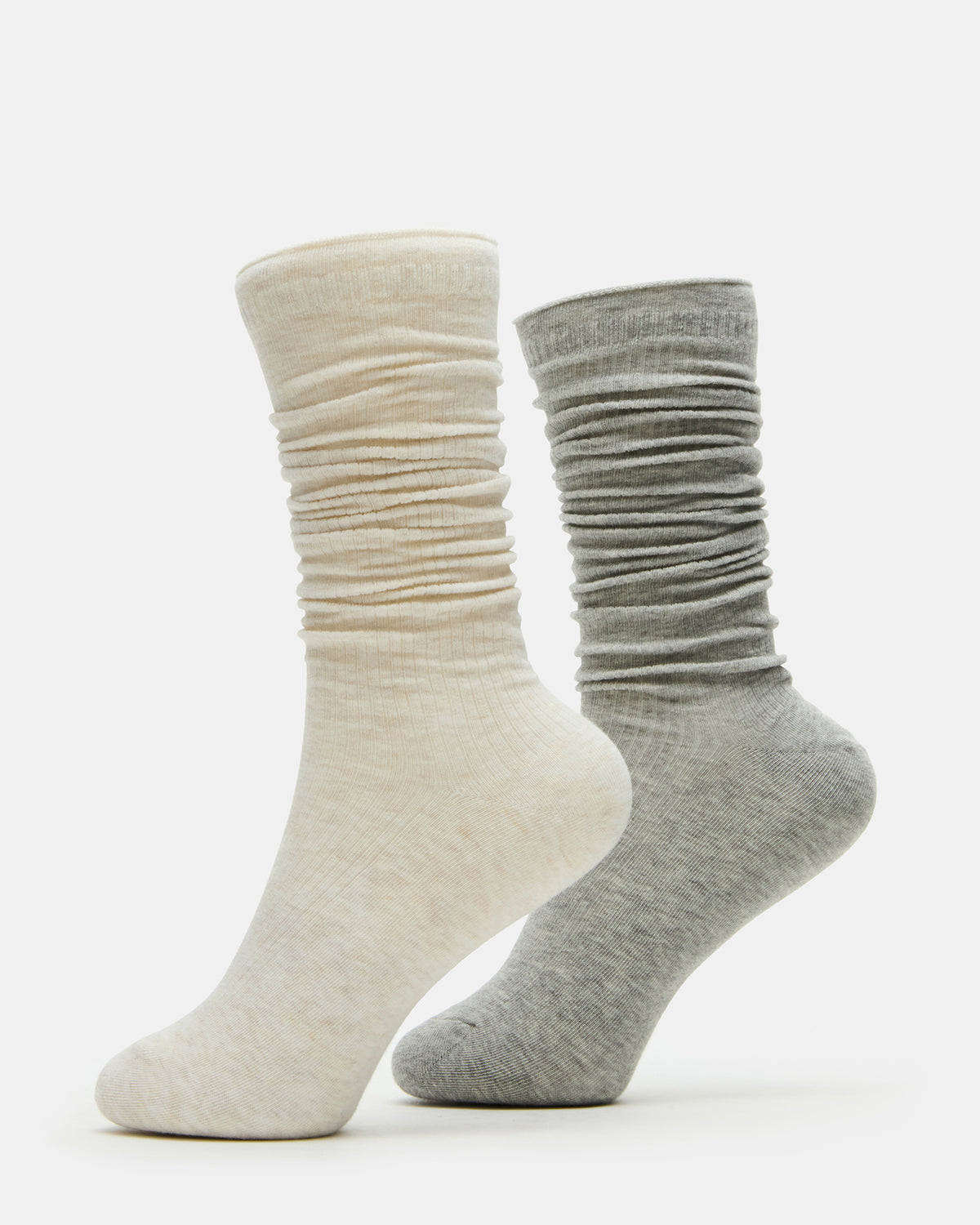 Steve Madden SLOUCHY RIB SOCKS OATMEAL HEATHER Scrunch Socks