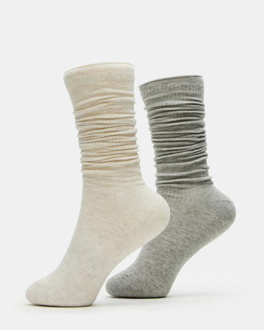 Steve Madden SLOUCHY RIB SOCKS OATMEAL HEATHER Scrunch Socks