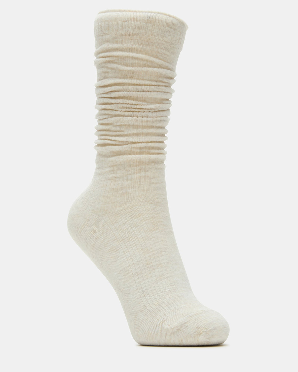 Steve Madden SLOUCHY RIB SOCKS OATMEAL HEATHER Scrunch Socks