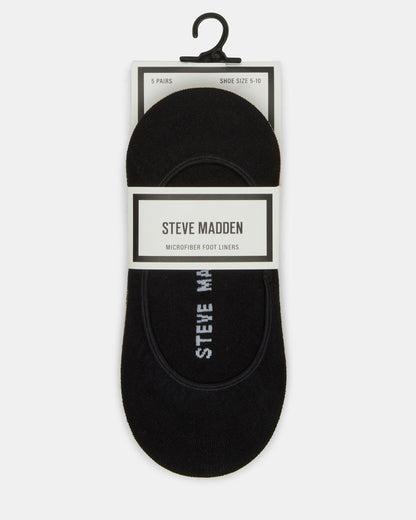 Steve Madden 5PK SOLID MICROFIBER LINERS Women's Multi Pack Footie Socks