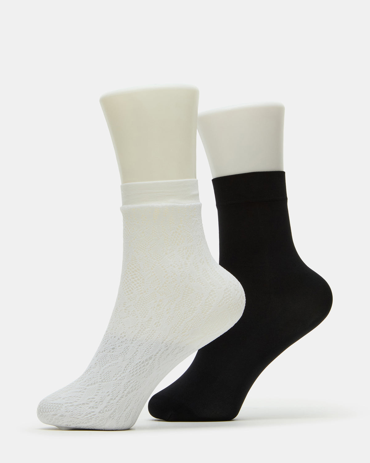 Steve Madden 2 Pack Lace Anklet Women's Quarter Socks White