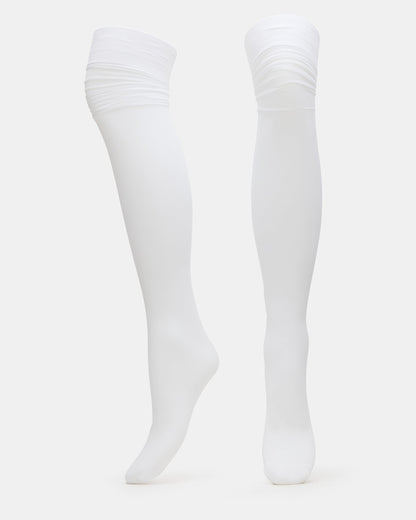 Steve Madden PREPPY White Over-The-Knee Footed Women's Tights