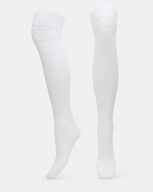 Steve Madden PREPPY White Over-The-Knee Footed Women's Tights