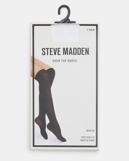 Steve Madden PREPPY White Over-The-Knee Footed Women's Tights