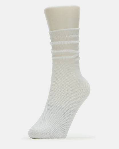 Steve Madden FISHNET SHLOUCHY CREW SOCKS White Women's Quarter Socks