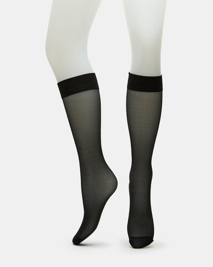 Steve Madden 3 Pack Sheer Knee High Women's Mesh Socks Black