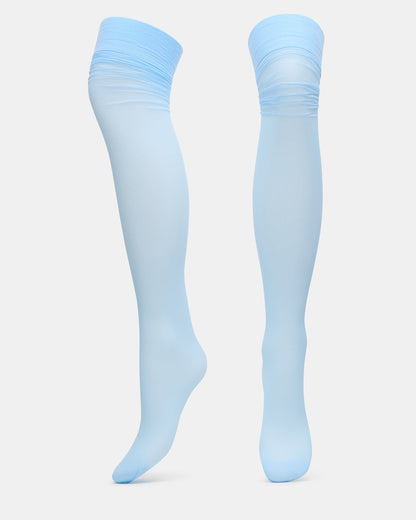 Steve Madden PREPPY Light Blue Over-The-Knee Footed Women's Tights