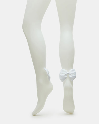 Steve Madden BRIDAL BOW TIGHTS Sheer White Women's Footed Tights