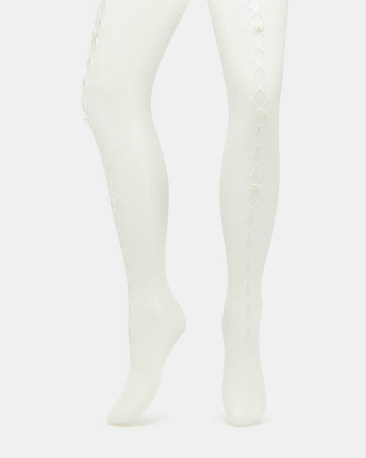 Steve Madden FISHNET Pearl Off-White Women's Footed Tights