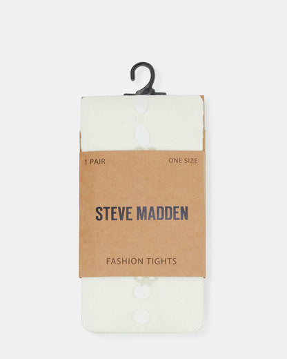Steve Madden FISHNET Pearl Off-White Women's Footed Tights