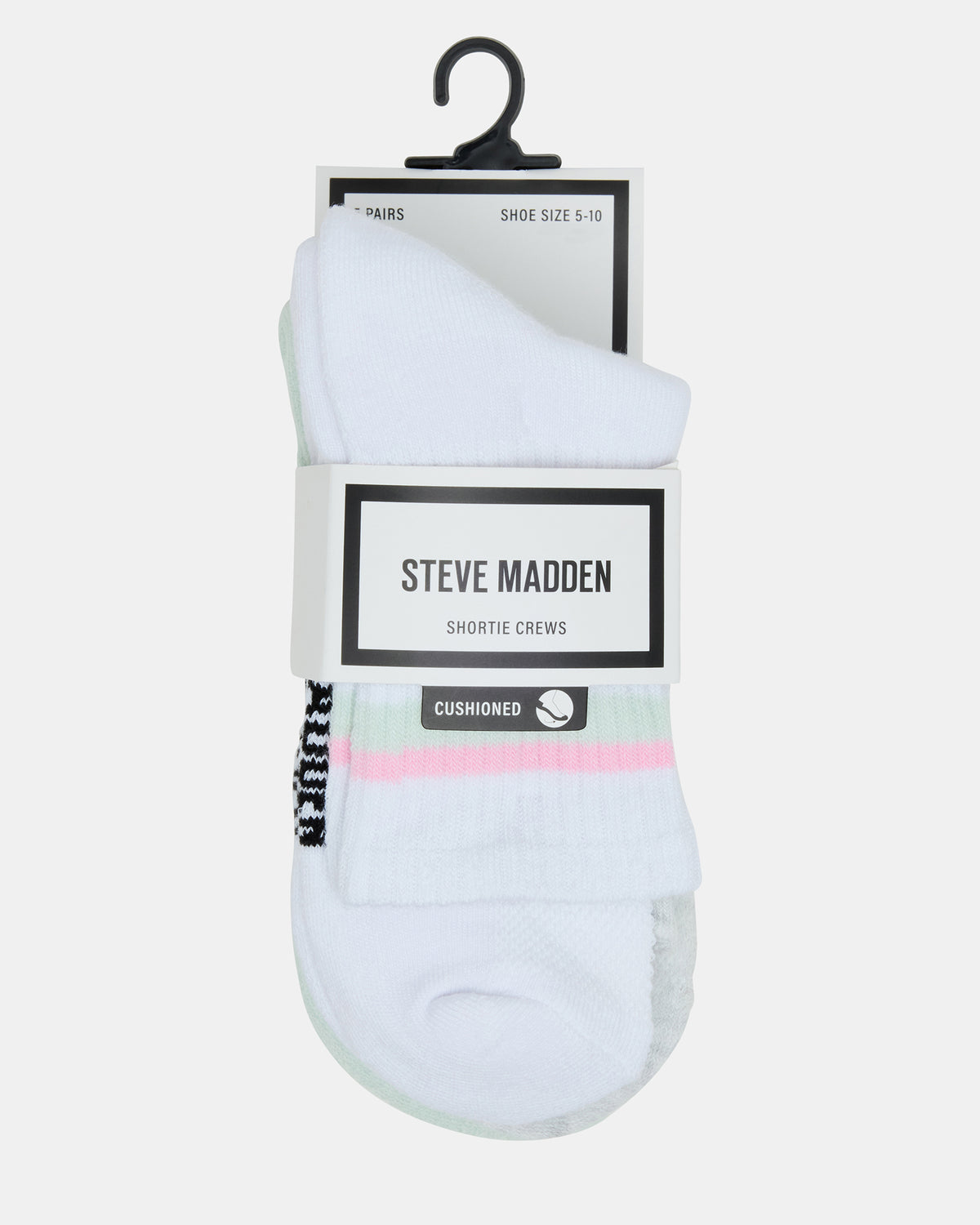 Steve Madden 5 PACK STRIPED SOCKS White Multi Women's Stripe Athletic Socks