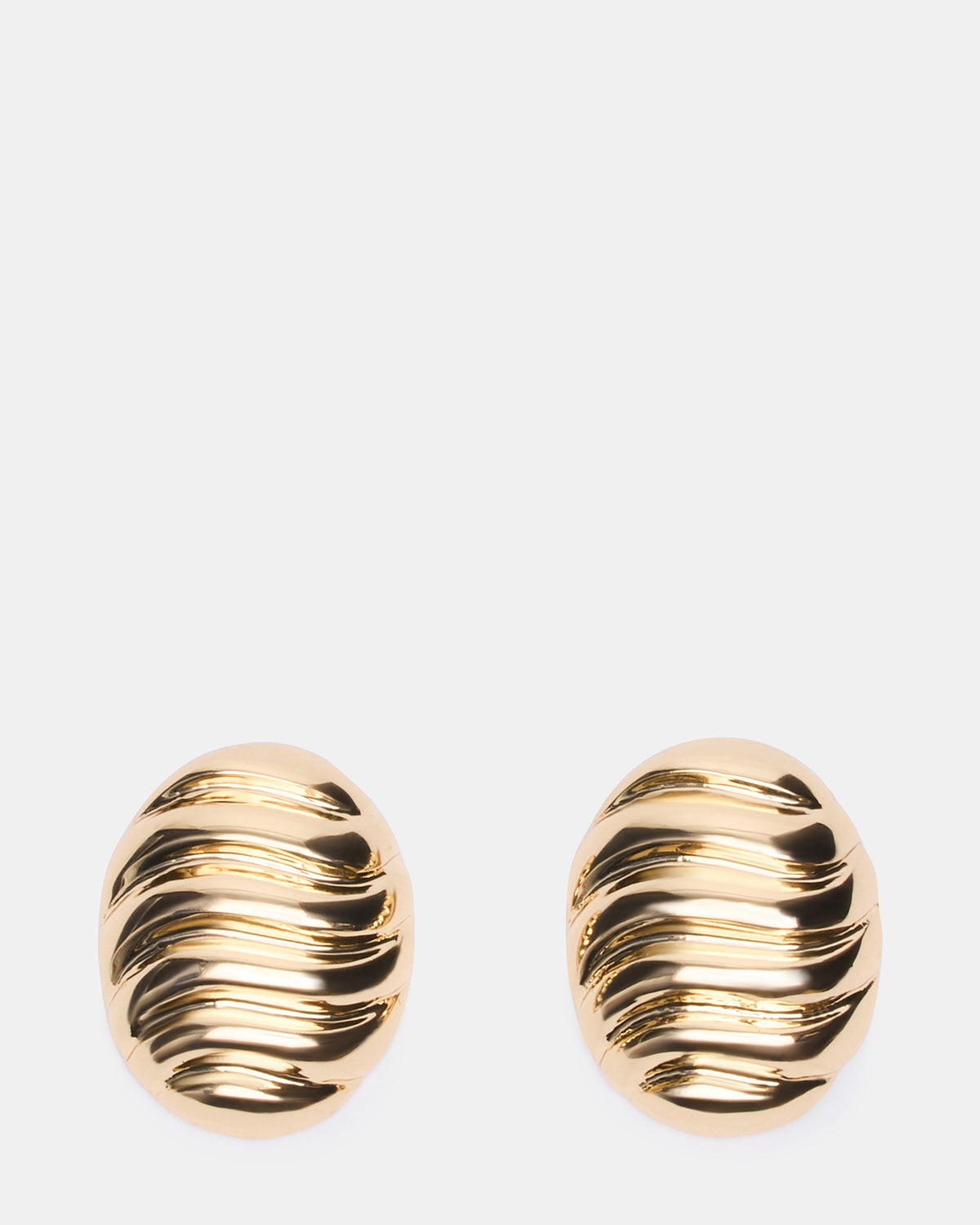 Steve Madden GROOVED CIRCULAR STUD EARRINGS GOLD Women's Sculpted Grooved Stud Earrings