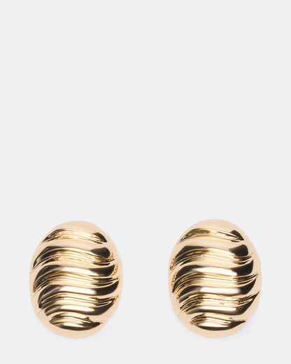 Steve Madden GROOVED CIRCULAR STUD EARRINGS GOLD Women's Sculpted Grooved Stud Earrings