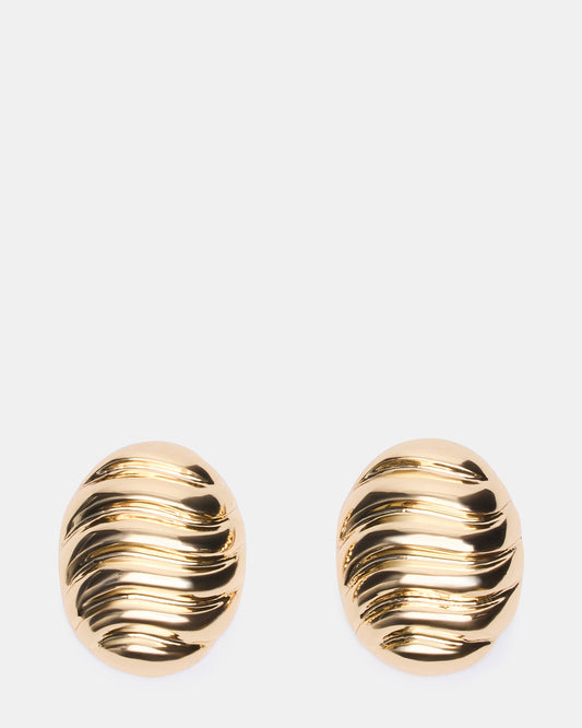 Steve Madden GROOVED CIRCULAR STUD EARRINGS GOLD Women's Sculpted Grooved Stud Earrings