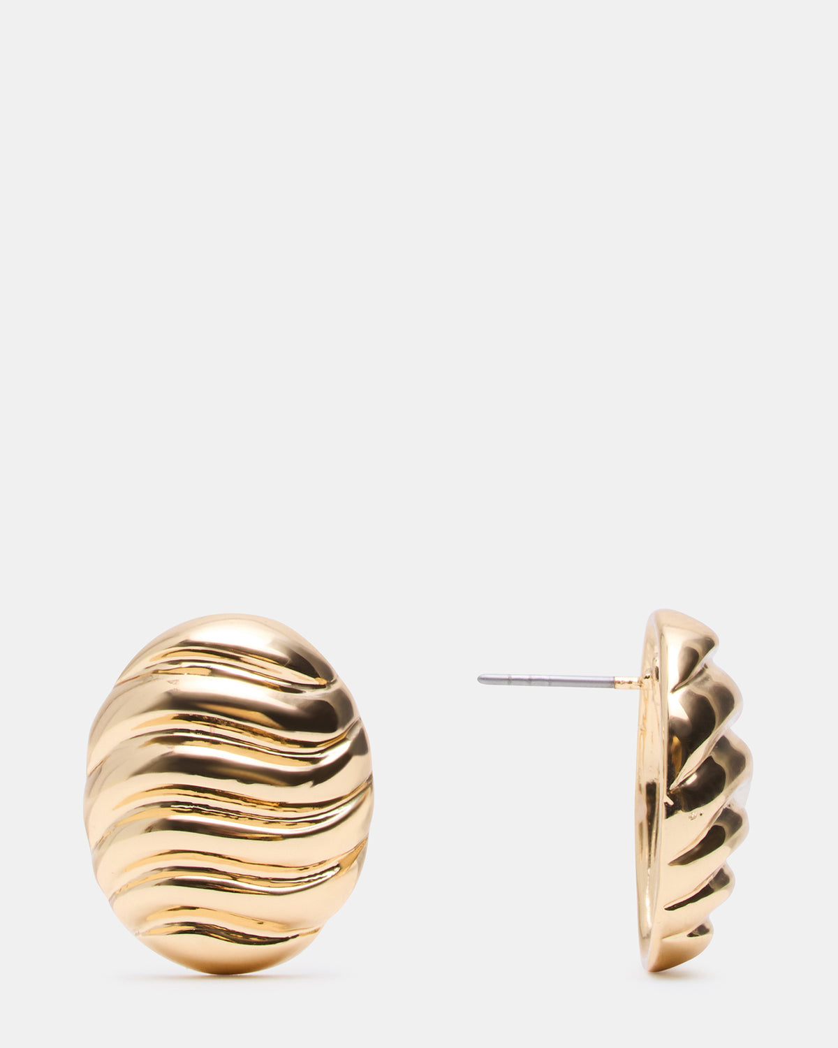 Steve Madden GROOVED CIRCULAR STUD EARRINGS GOLD Women's Sculpted Grooved Stud Earrings