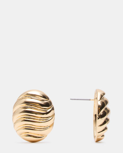 Steve Madden GROOVED CIRCULAR STUD EARRINGS GOLD Women's Sculpted Grooved Stud Earrings