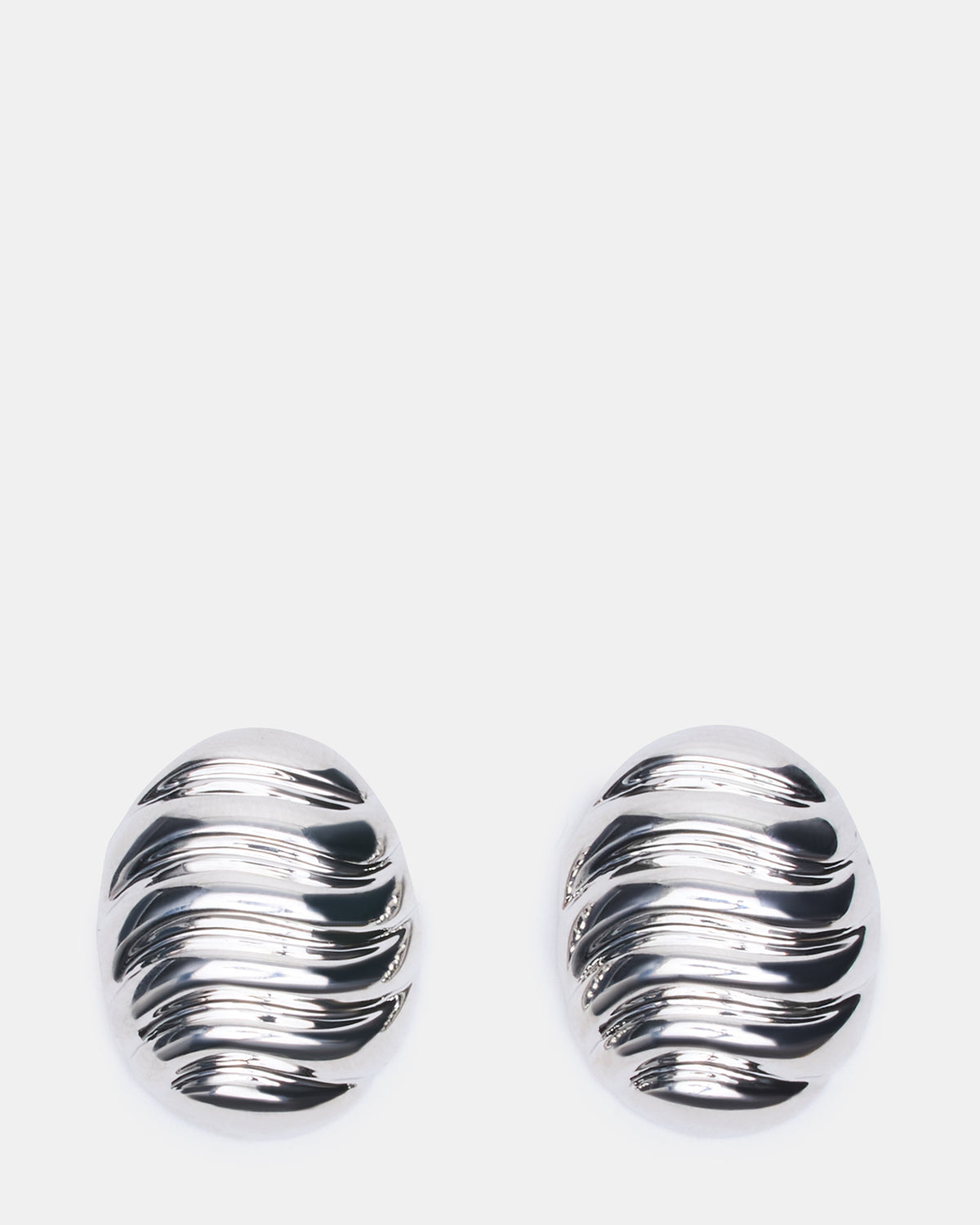 Steve Madden GROOVED CIRCULAR STUD EARRINGS SILVER Women's Sculpted Grooved Stud Earrings