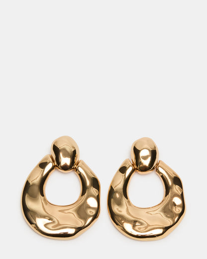Steve Madden DOOR KNOCKER EARRINGS GOLD Women's Gold Finish Door Knocker Large Earrings