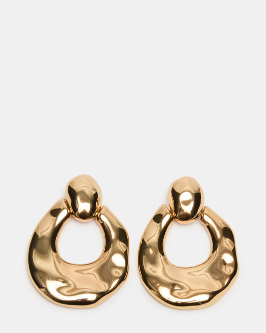 Steve Madden DOOR KNOCKER EARRINGS GOLD Women's Gold Finish Door Knocker Large Earrings