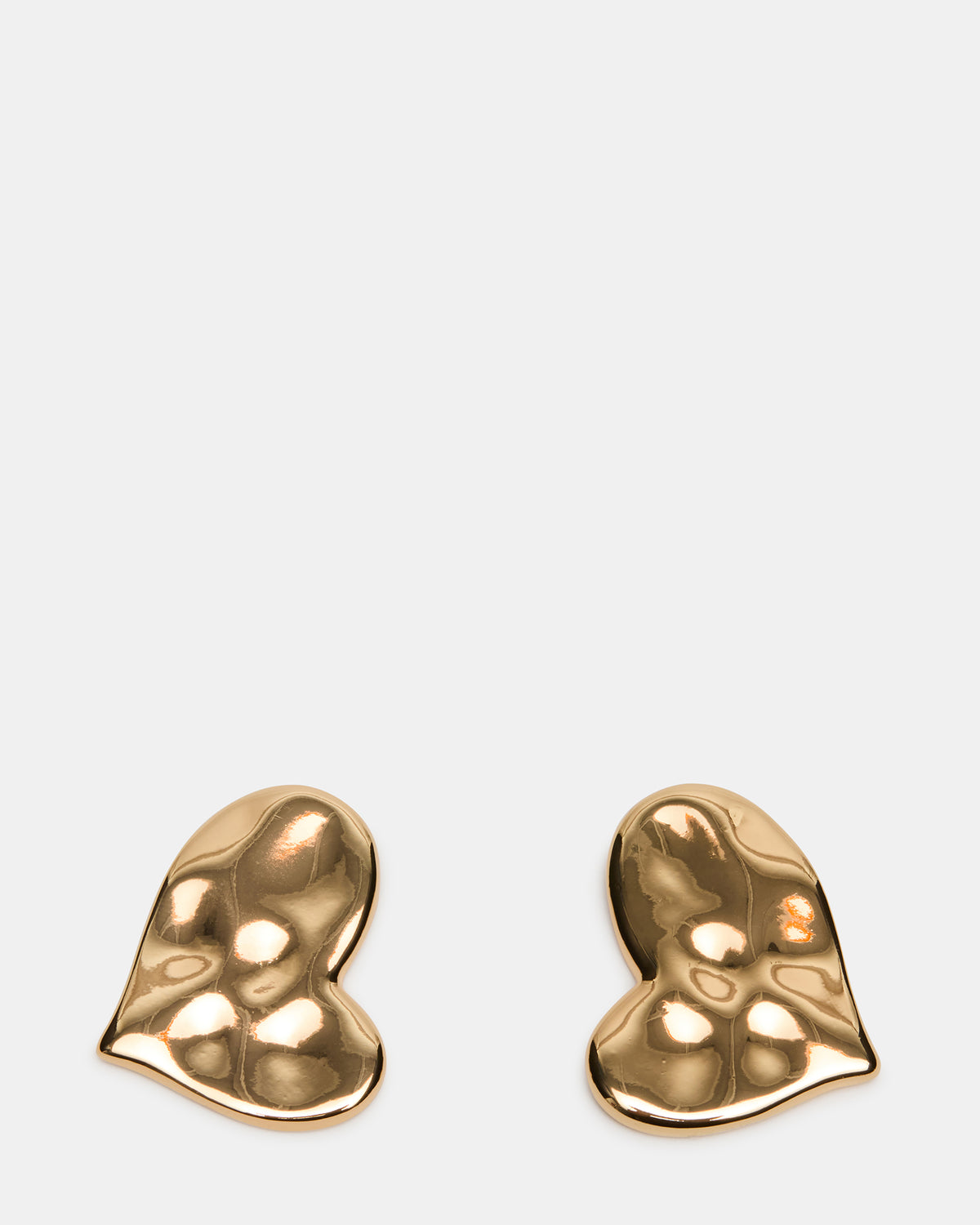 Steve Madden TEXTURED HEART STUD EARRINGS GOLD Women's Textured Heart Stud Earrings
