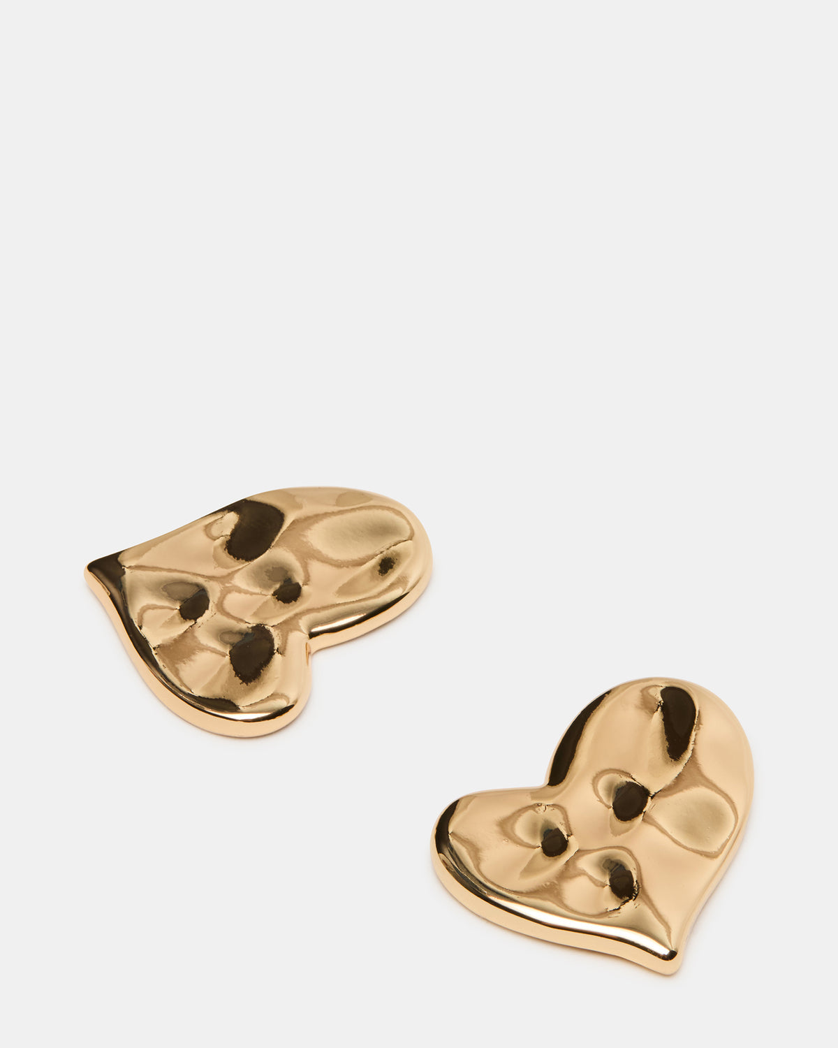 Steve Madden TEXTURED HEART STUD EARRINGS GOLD Women's Textured Heart Stud Earrings