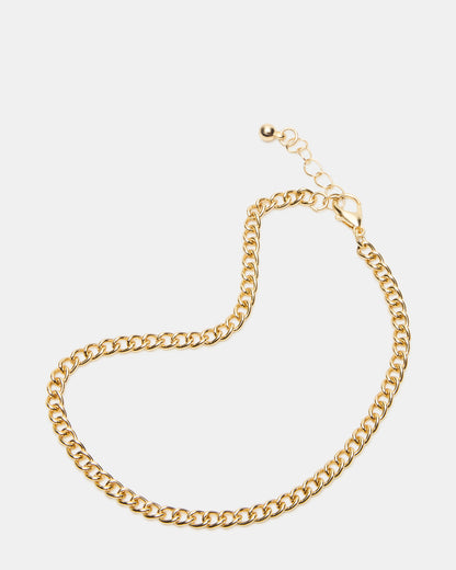 Steve Madden 3-PIECE CHAIN ANKLET SET Women's Gold Chain Pearl Embellished Anklet Set