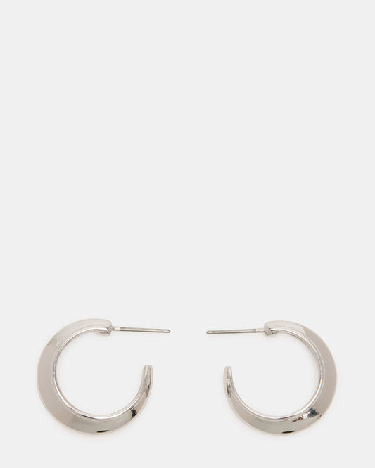 Steve Madden SMALL HOOP EARRINGS SILVER Women's Chubby Small Hoop Earrings