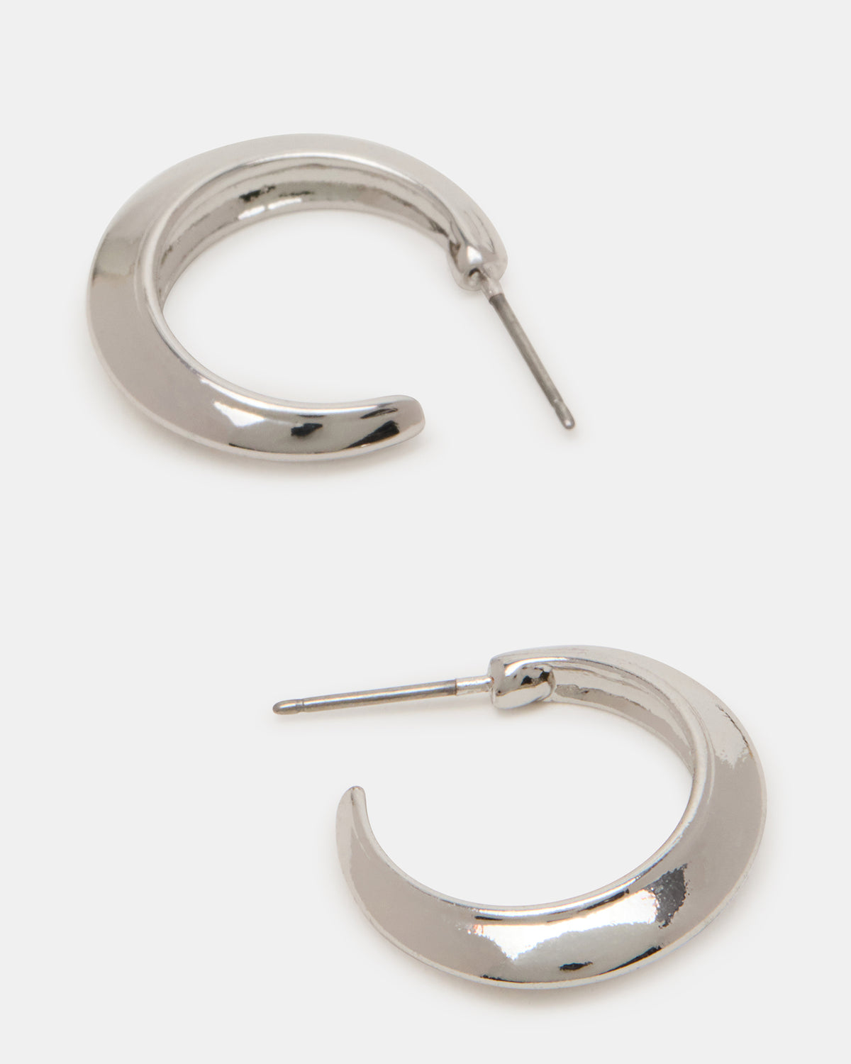Steve Madden SMALL HOOP EARRINGS SILVER Women's Chubby Small Hoop Earrings