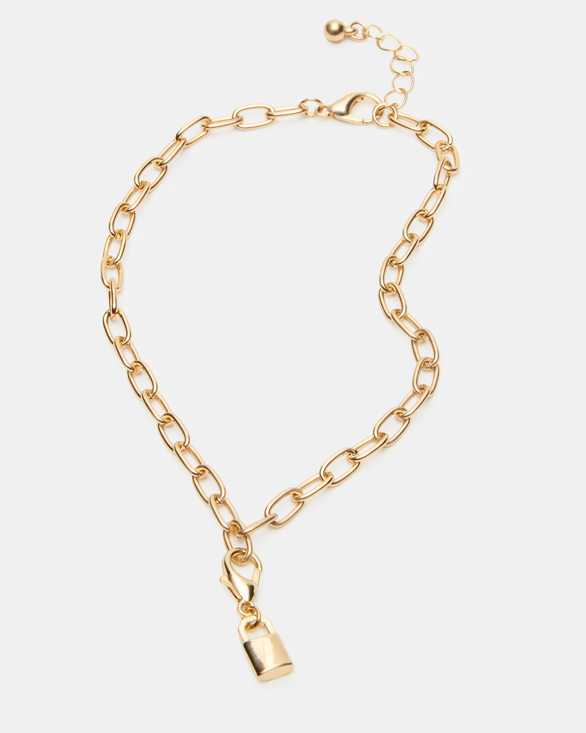 Steve Madden LOCK CHARM ANKLET SET Women's Lock Chain Multi Anklet Set