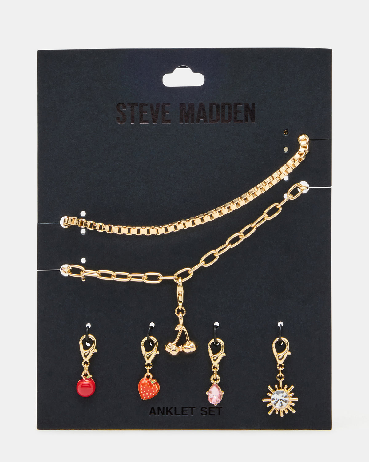 Steve Madden CHERRY CHARM ANKLET SET Women's Cherry Chain Multi Anklet Set