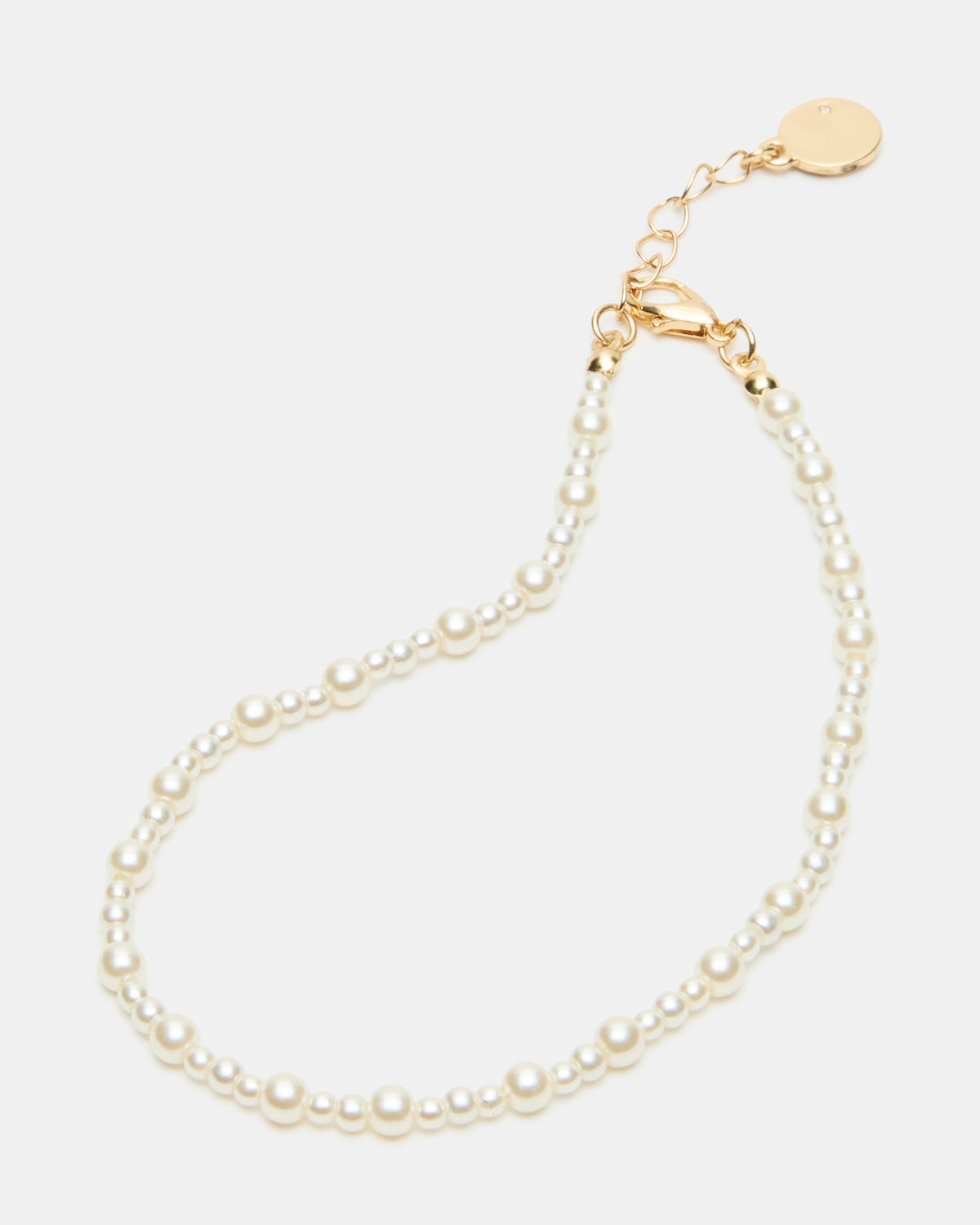 Steve Madden 2-PIECE PEARL CHAIN ANKLET SET Women's Embellished Chain Anklet set