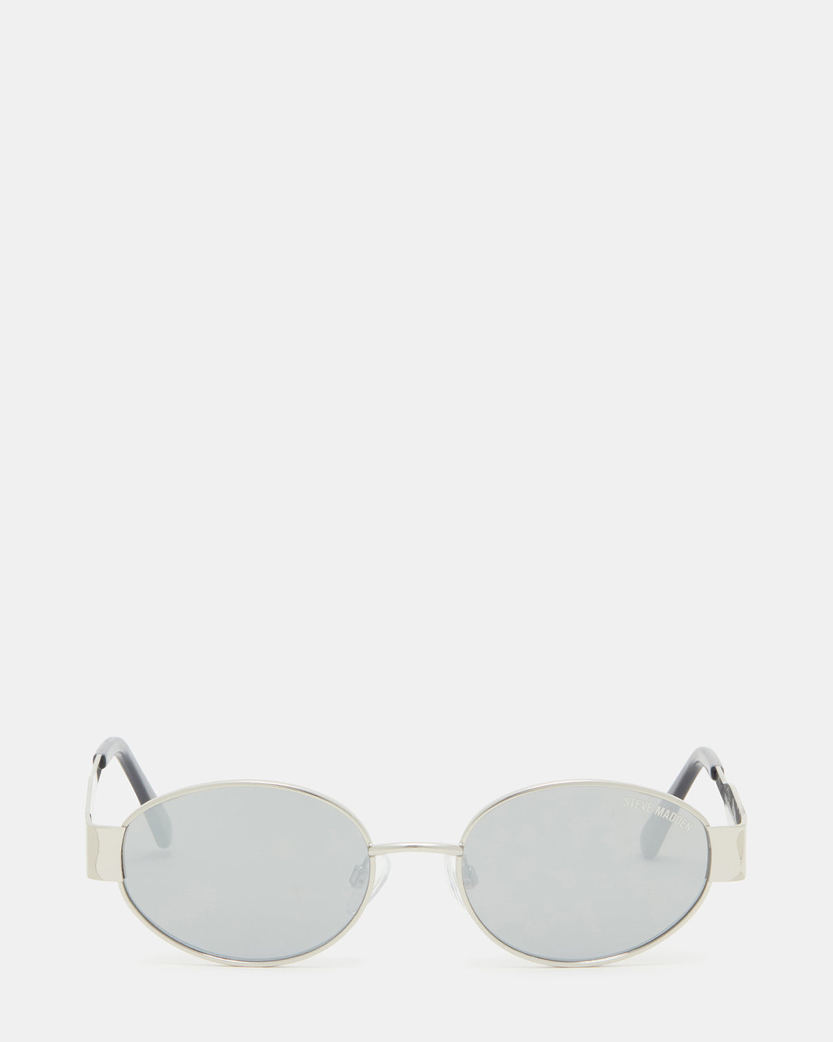 Steve Madden MYSTIE Shiny Silver Frame Oval Sunglasses