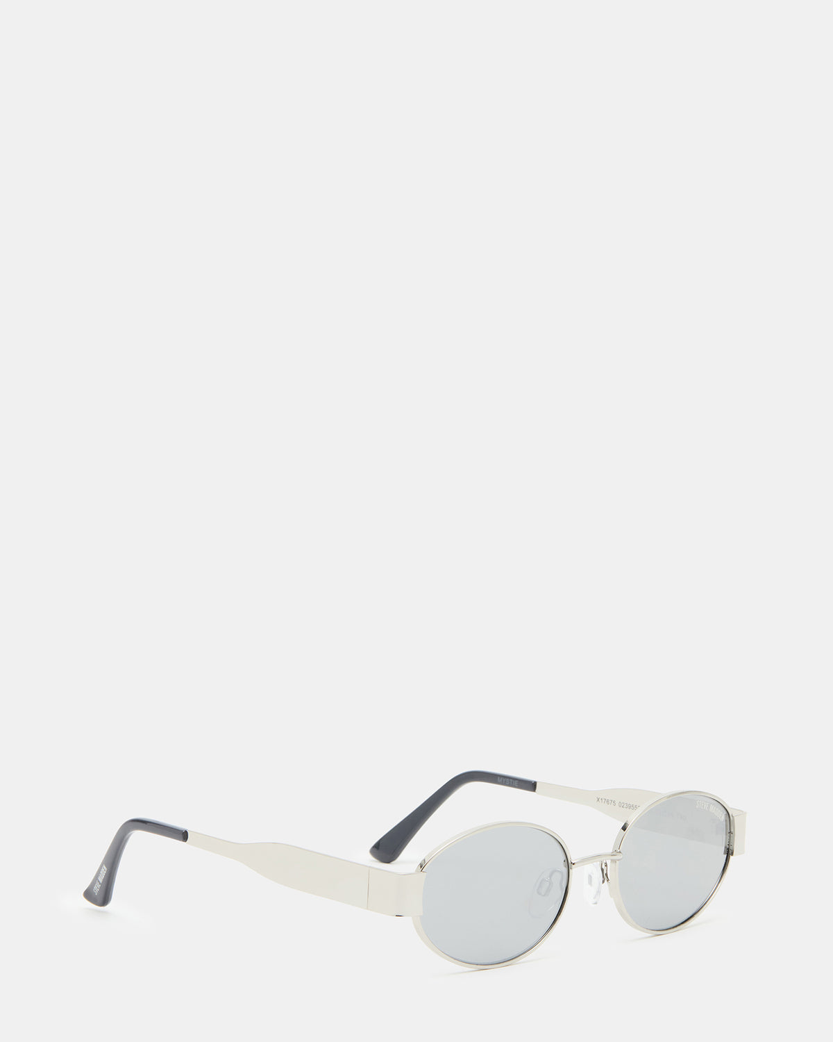 Steve Madden MYSTIE Shiny Silver Frame Oval Sunglasses
