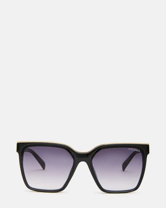 Steve Madden AXTON Black/Gold Opaque Shiny Gold Smoke Gradient Lens Sunglasses