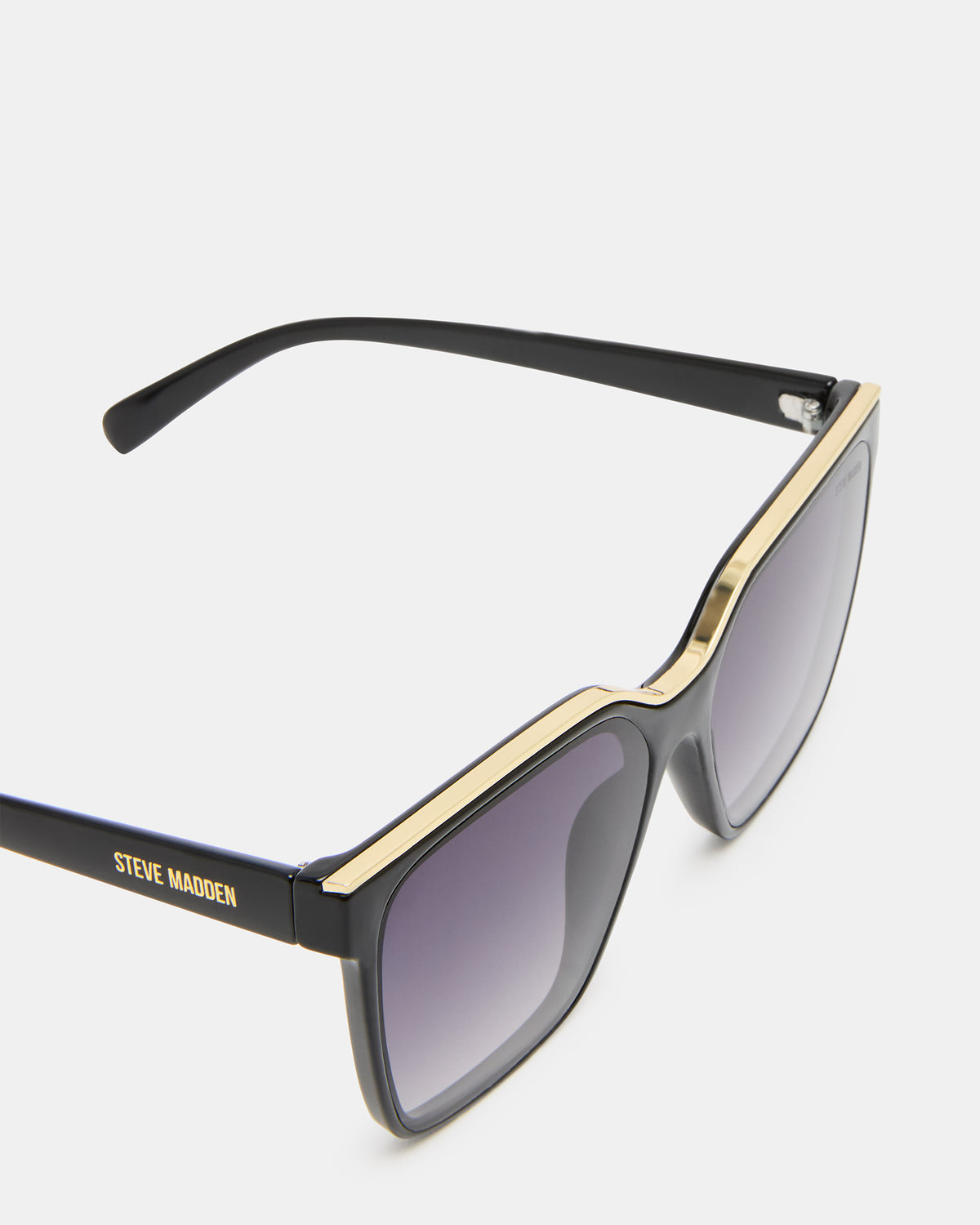 Steve Madden AXTON Black/Gold Opaque Shiny Gold Smoke Gradient Lens Sunglasses