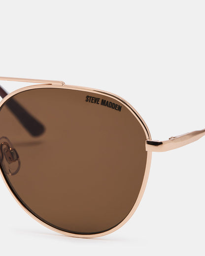 Steve Madden AYDIN Gold Solid Brown Gold Frame Sunglasses