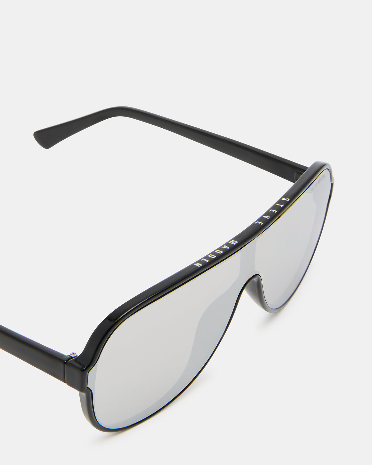 Steve Madden KERBIE Black Silver Flash Shield Sunglasses