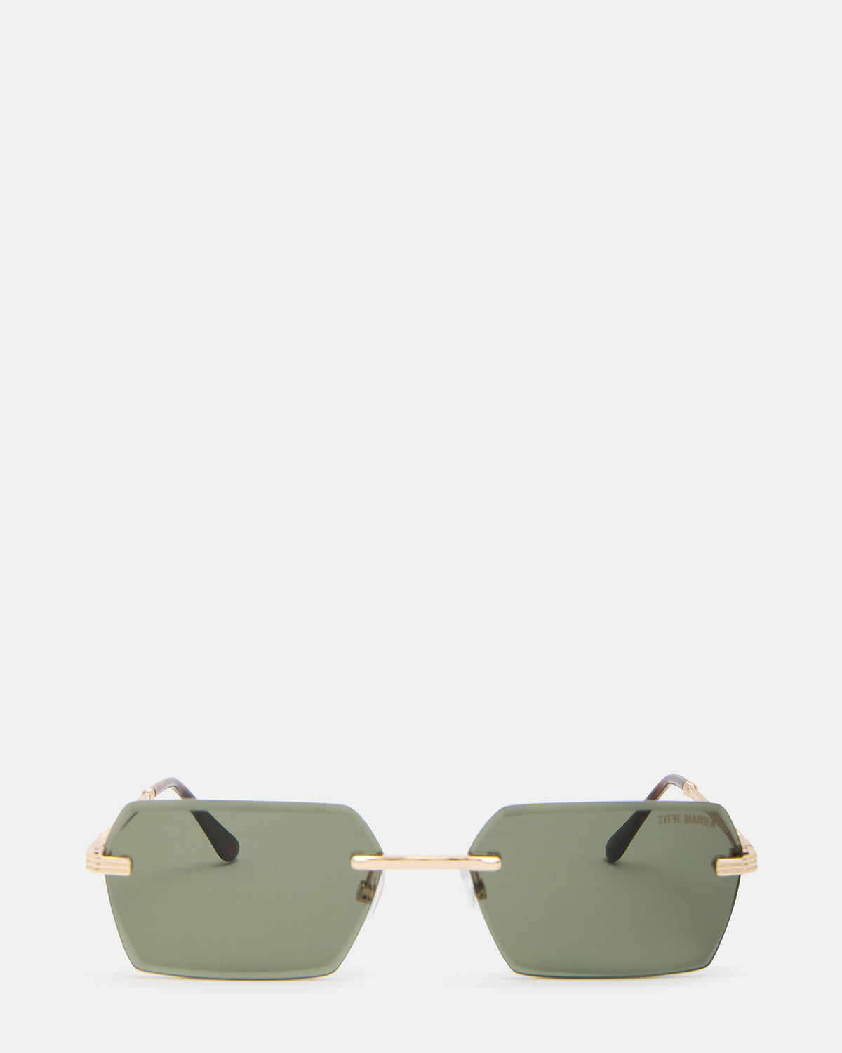 Steve Madden FINNIAN Gold Rectangle Green Solid Tortoise Sunglasses