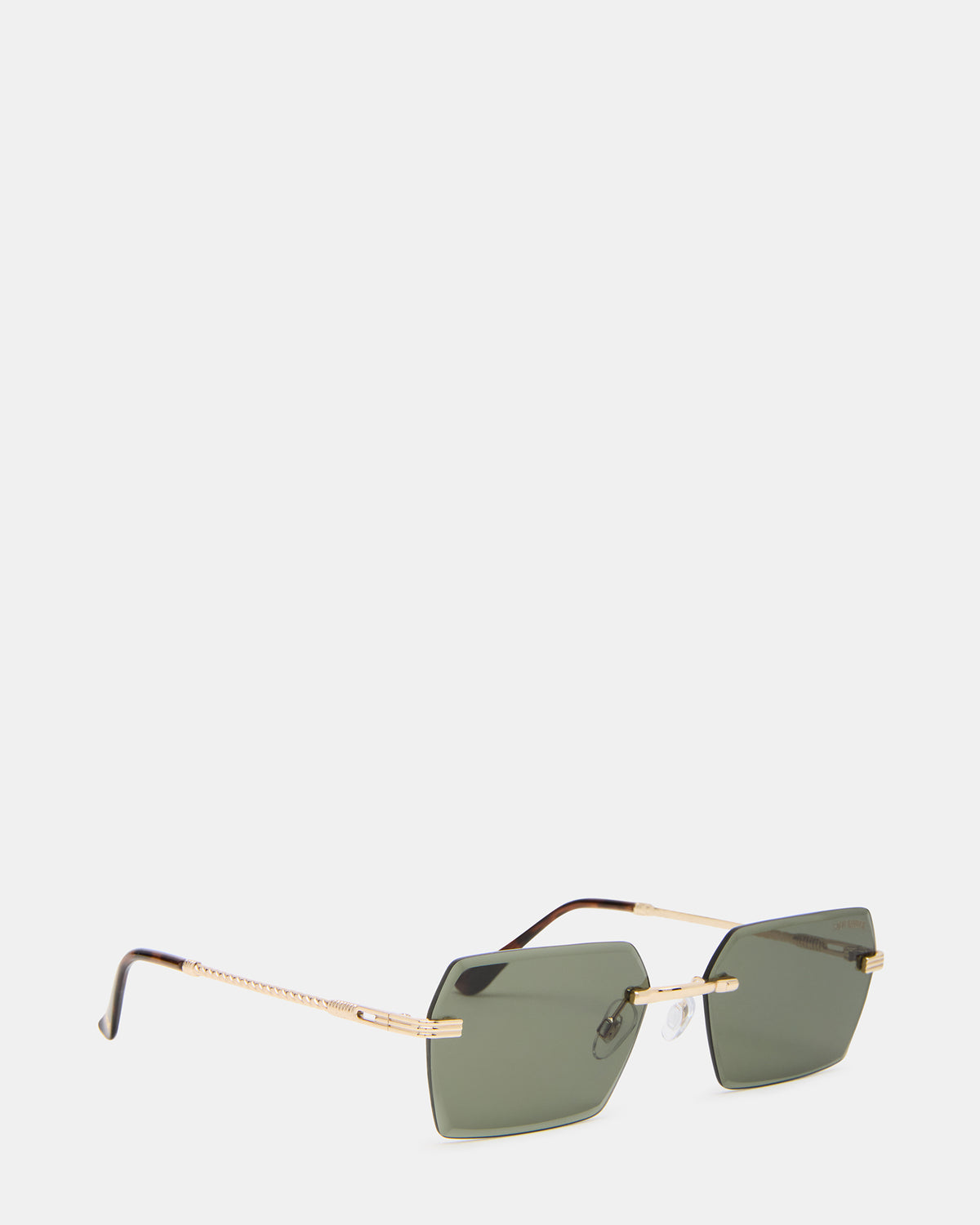 Steve Madden FINNIAN Gold Rectangle Green Solid Tortoise Sunglasses