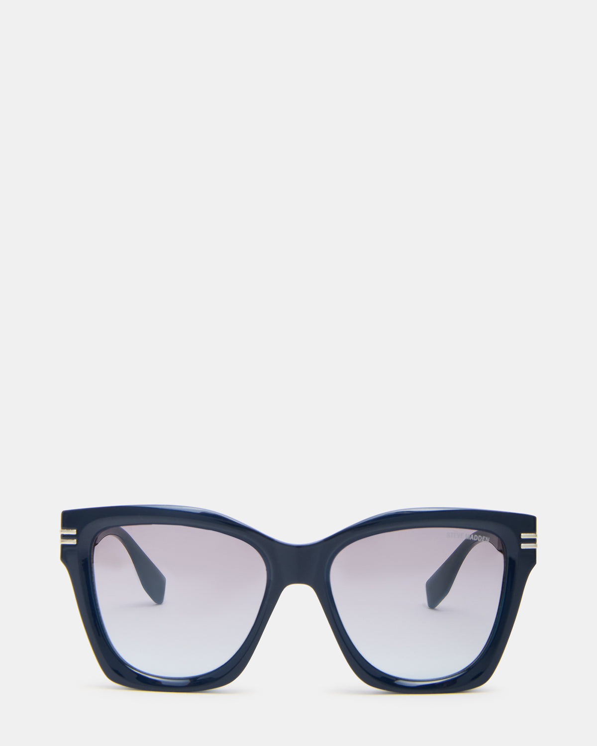 Steve Madden TAISIA Navy Milky Opaque Silver Flash Cat Eye Sunglasses