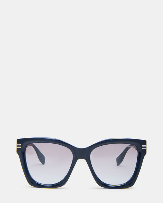 Steve Madden TAISIA Navy Milky Opaque Silver Flash Cat Eye Sunglasses