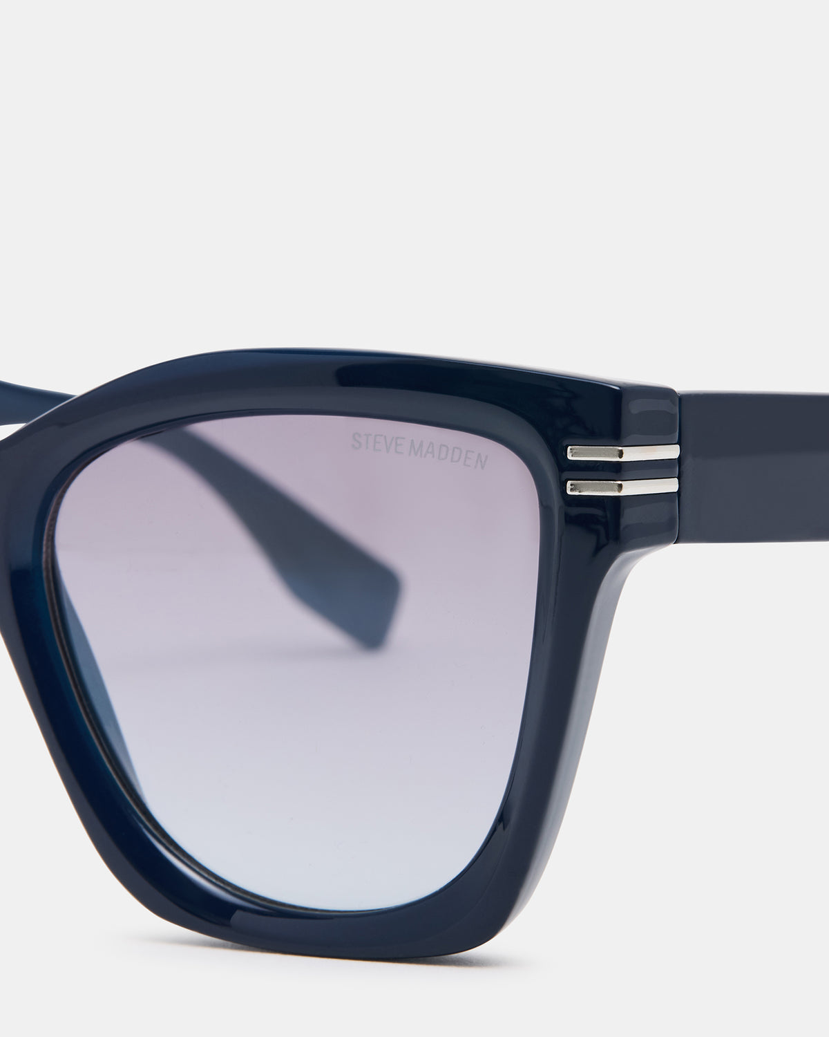 Steve Madden TAISIA Navy Milky Opaque Silver Flash Cat Eye Sunglasses