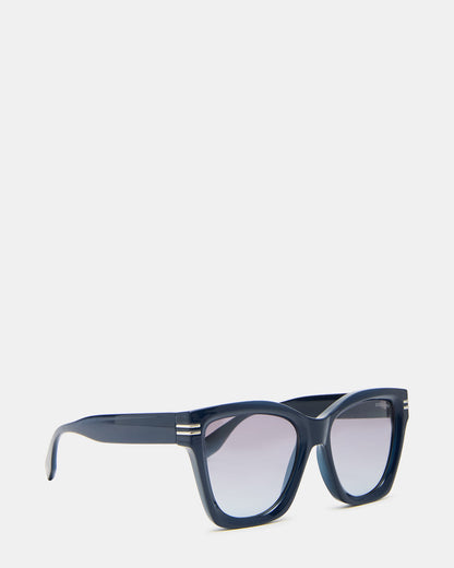 Steve Madden TAISIA Navy Milky Opaque Silver Flash Cat Eye Sunglasses