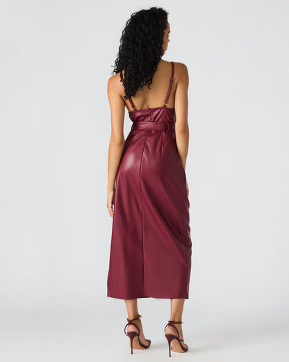 Steve Madden KAILEY Cordovan Faux Leather Sleeveless Midi Women's Dress